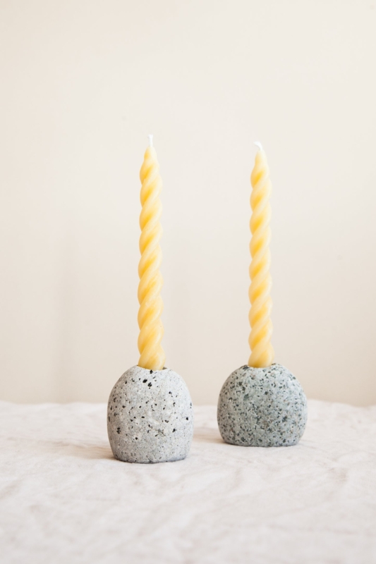 Stone Candle Holder Set, Earthy Palette, Wabi-Sabi Home Decor Accents