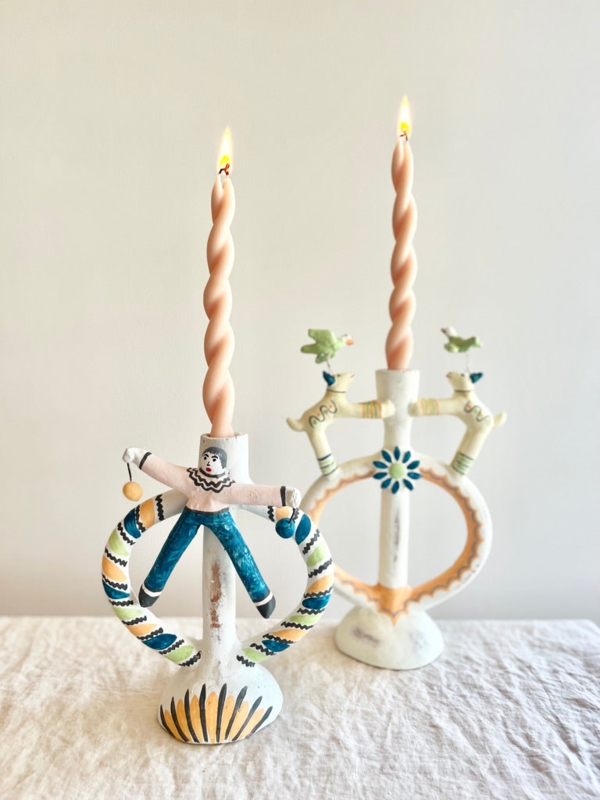 Stone Textured Ring Candle Holder, Off-White Organic Modern Decor