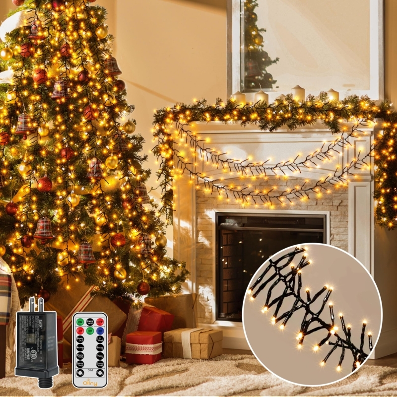 String Lights Cluster Style, Dense LEDs, Mantel Decor Glow.