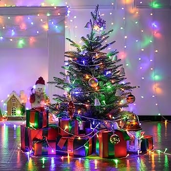 String Lights: Multicolor LED Christmas, Clear Wire, Pointed Bulbs