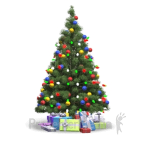 Stylized Christmas Tree, 3D Cone Shape with Multi-Colored Glowing Bulbs