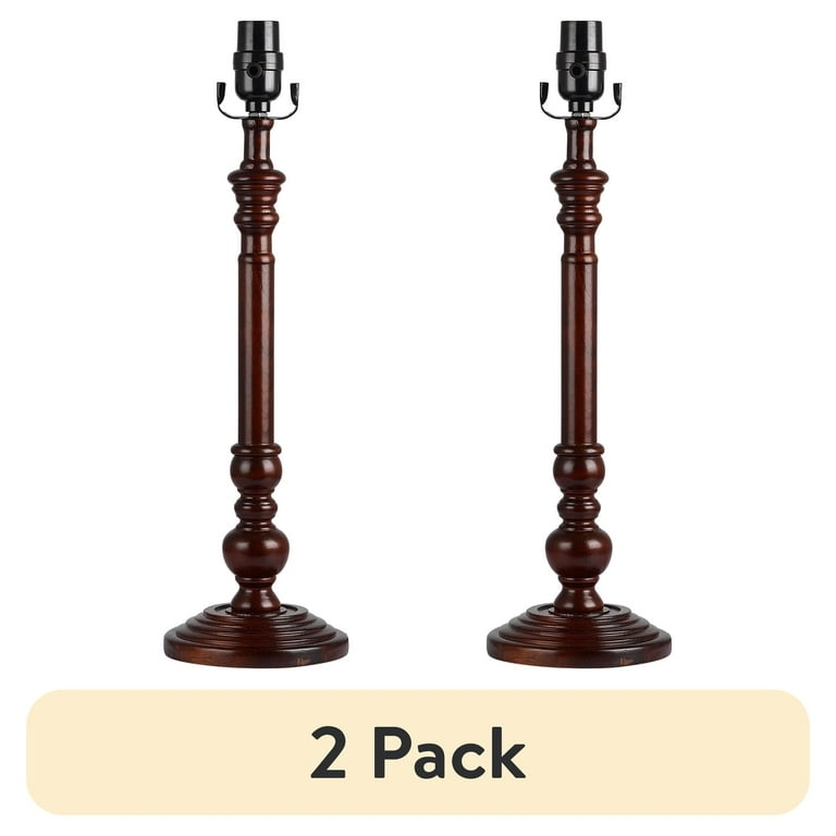 Table Lamp Base Walnut Brown Candlestick Traditional Turned Wood