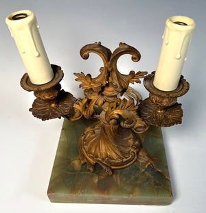 Table Lamp: Converted Candlestick Design with Vintage French Style Accents