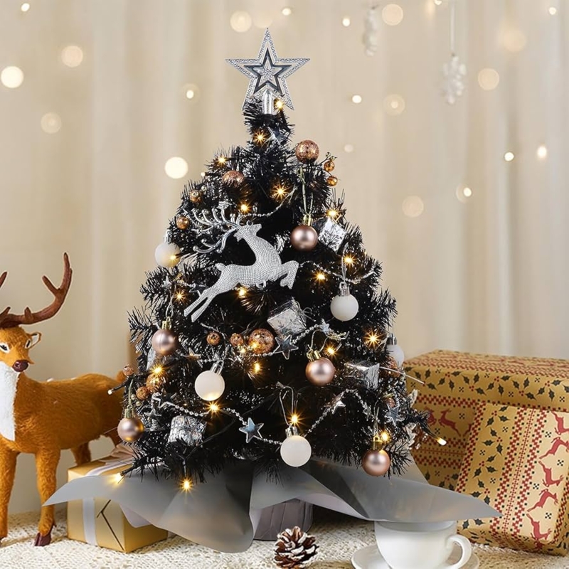 Tabletop Black Artificial Tree Orange LEDs Gothic Halloween Decor