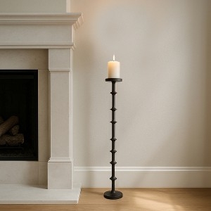 Tall Floor Candle Holder Minimalist Matte Black Slender Metal