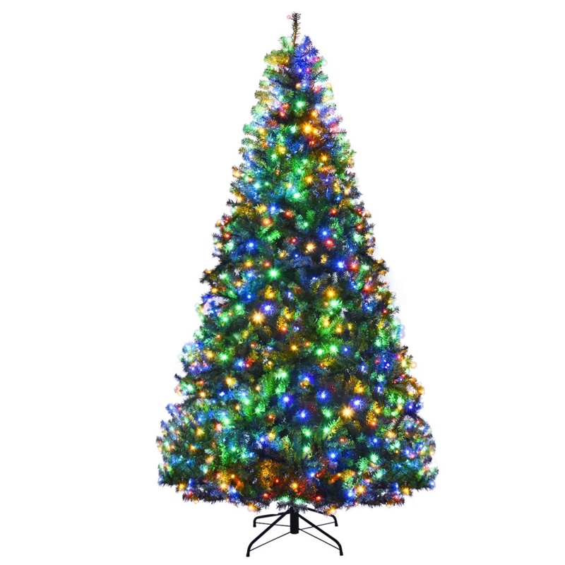 Tall Pre-Lit Artificial Christmas Tree 8ft Multicolored LED Lights