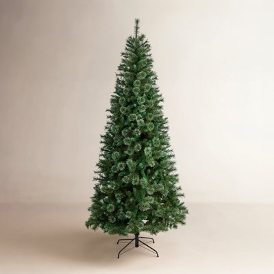 Tall Slender Artificial Christmas Tree, Pre-lit Farmhouse Style