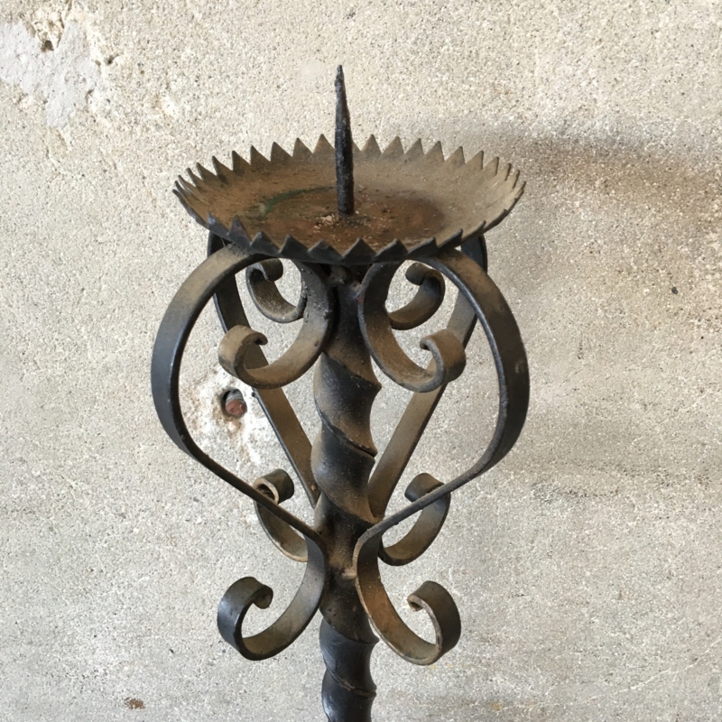 Tall Wrought Iron Candlestick Holder: Minimalist Tripod Base