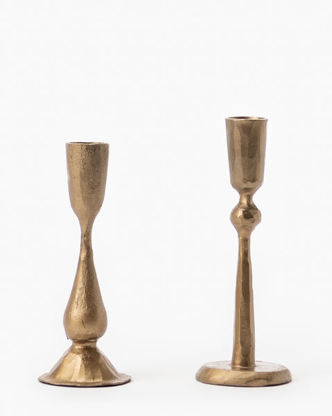Taper Candle Holder Antique Brass Slender Silhouette Minimalist