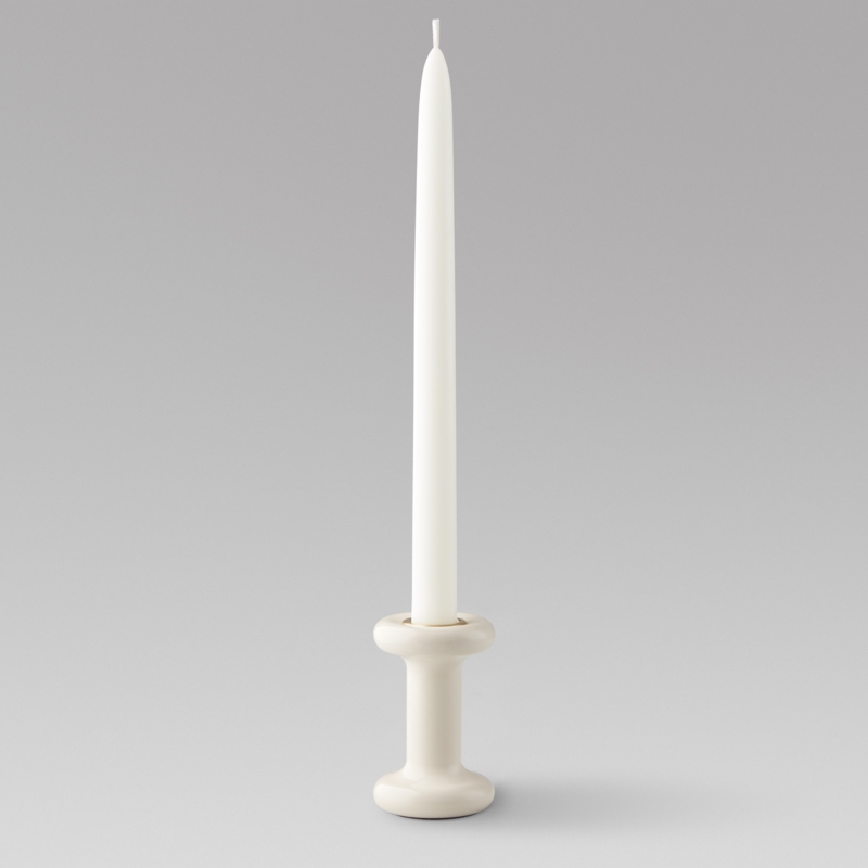 Taper Candle Holder Extra Tall Stem Leather Accent Sculptural