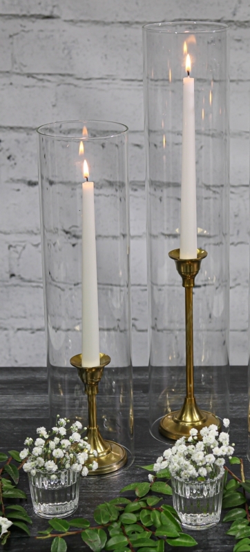 Taper Candle Holder Set featuring Polished Gold Finish and Slender Stems.