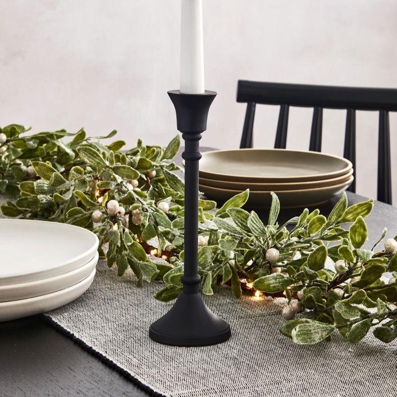 Taper Candle Holder Set of 3 with Graduated Heights for Mantel Decor.