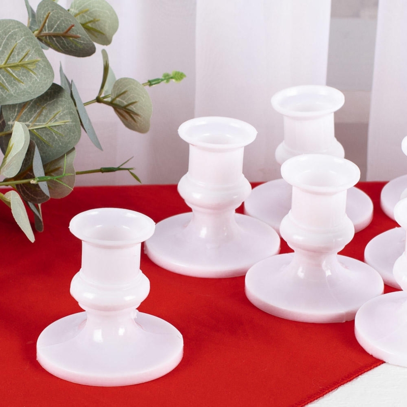 Taper Candle Holder Set White Turned Silhouette Acrylic Varying Heights