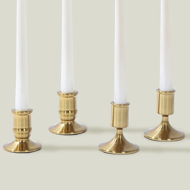 Taper Candle Holder, Vintage Gold, Staggered Height