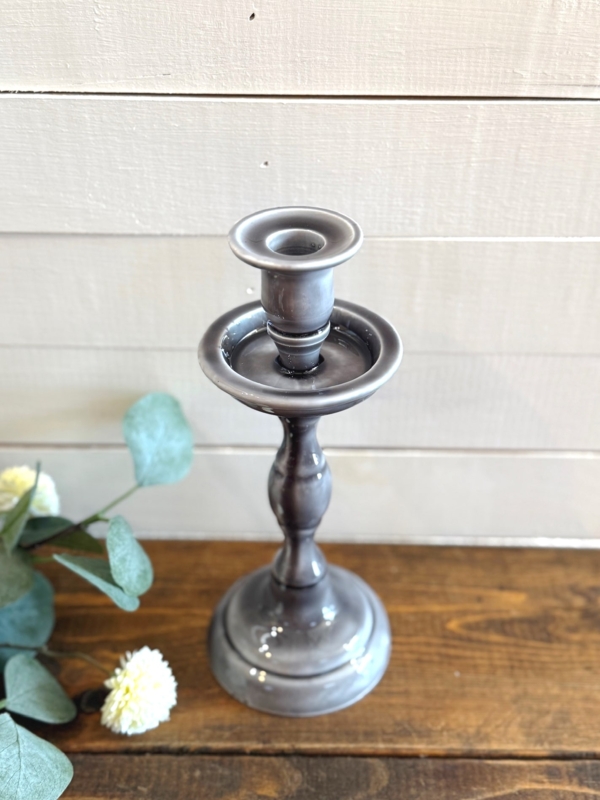 Taper Candle Holder with Sculptural Turned Silhouette and Matte Finish