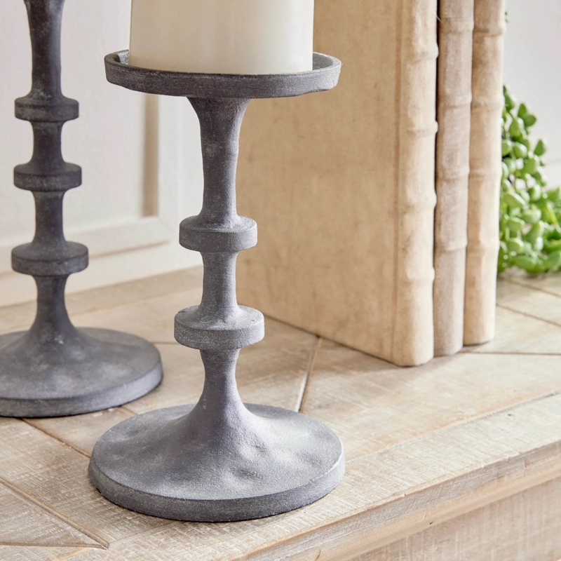 Taper Candle Holders Matte Black Slim Stems Staggered Heights Set