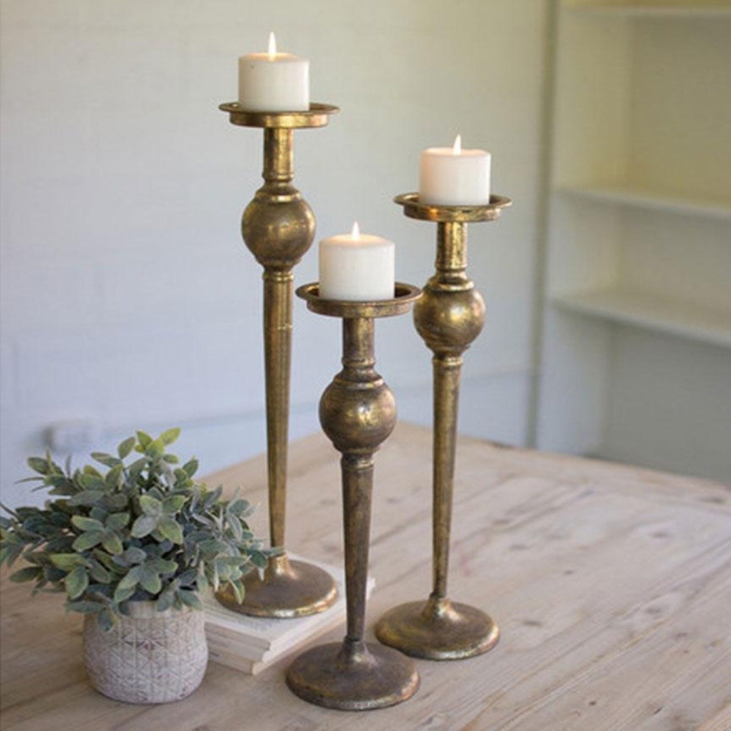 Taper Candle Holders Weathered Finish Graduated Rustic Decor