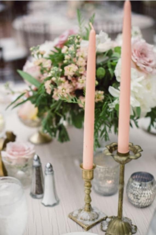 Taper Candle Set with Slender Silhouette in Matte Blush Pink Wax