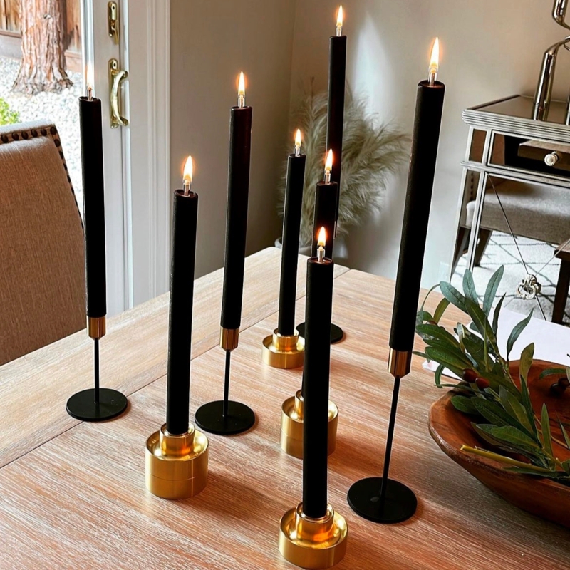 Taper Candle Trio with Low-Profile Base for Sophisticated Dining.
