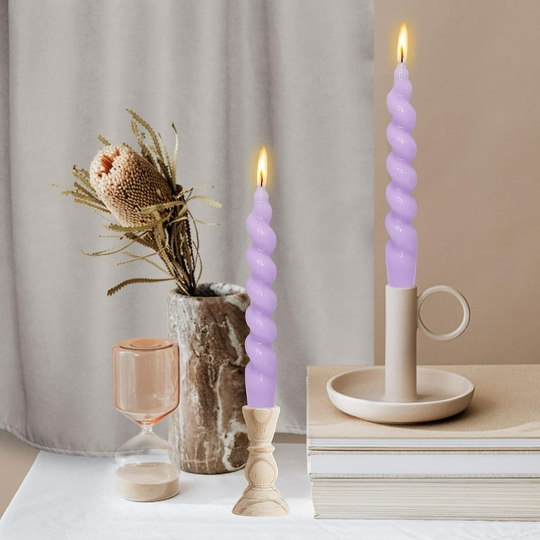 Taper Candle White Spiral Design Twisted Silhouette Matte Wax Sculptural