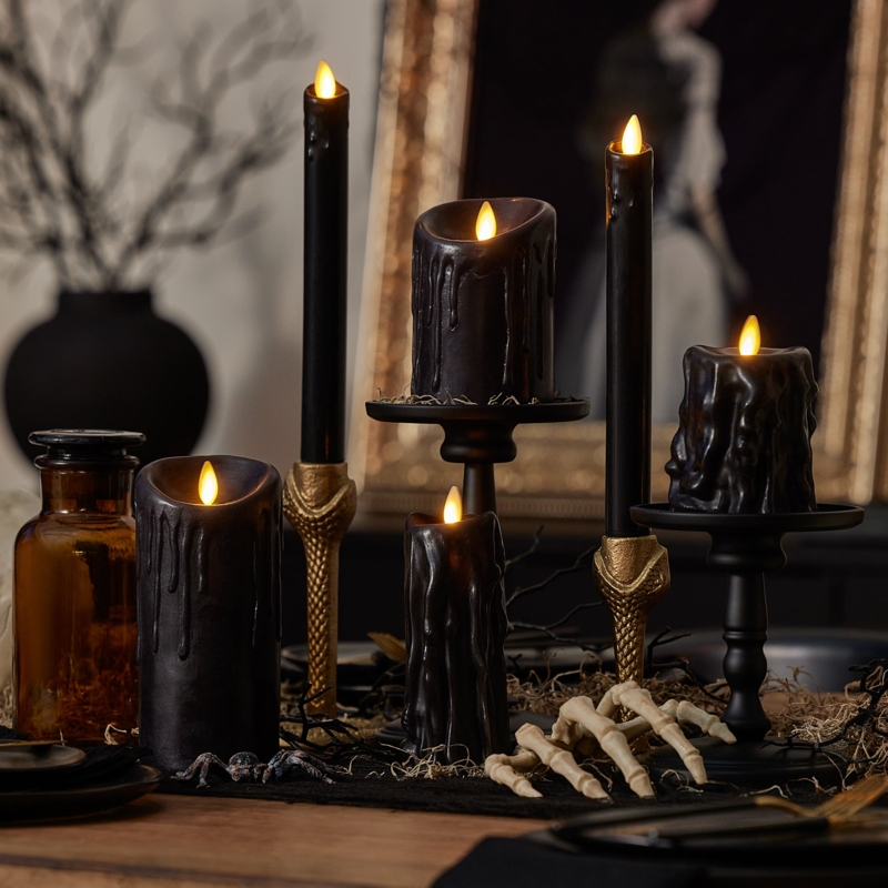 Taper Candle with Realistic Wax Drip Detail and Flameless LED.