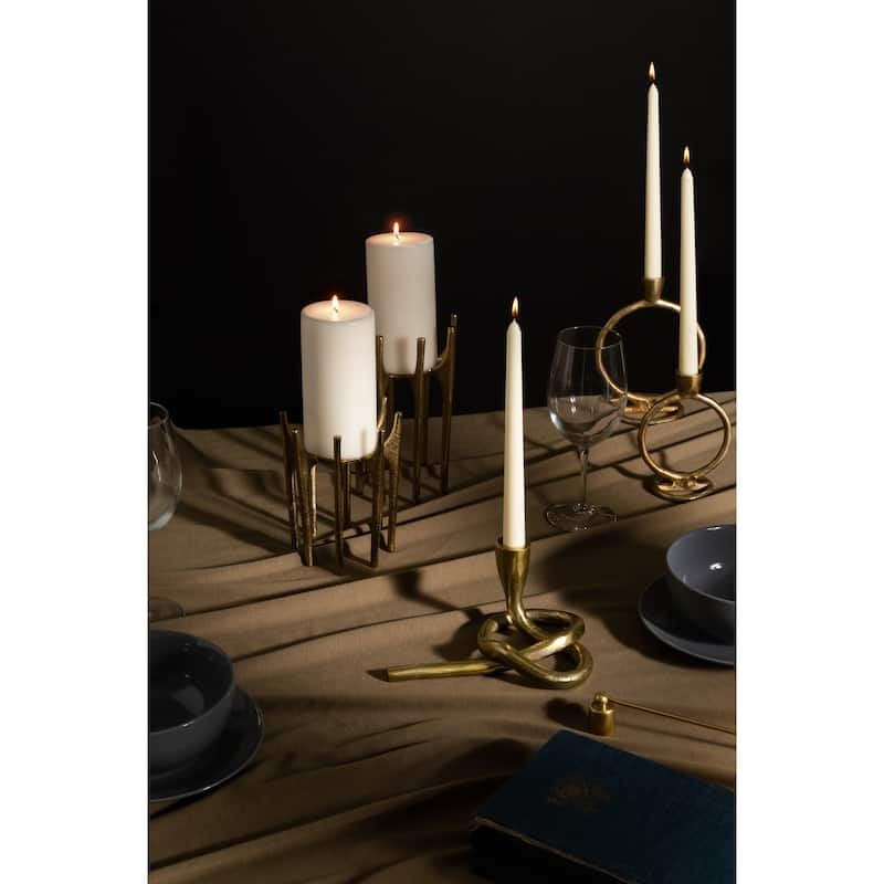 Taper Candleholder Set: Abstract Geometric Frame, Lifted Cup Design