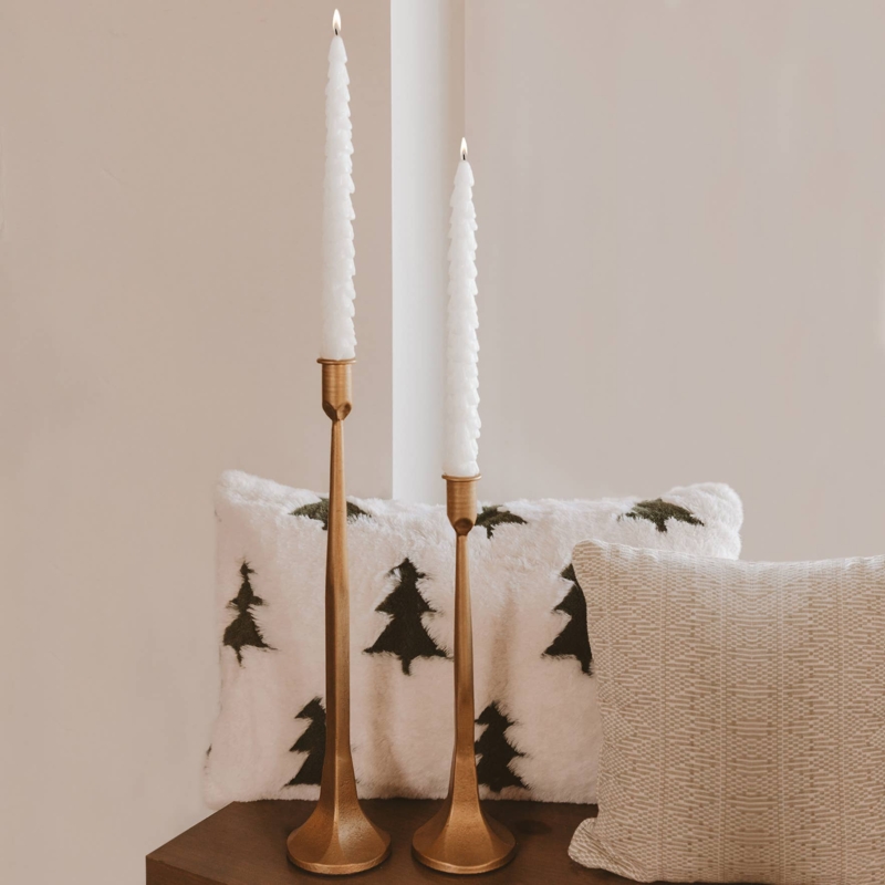 Taper Candles Tree Shaped Cream Wax Tiered Design Festive Decor