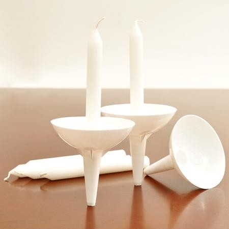 Taper Candles White Ceremonial Set Reusable Plastic Drip Protectors