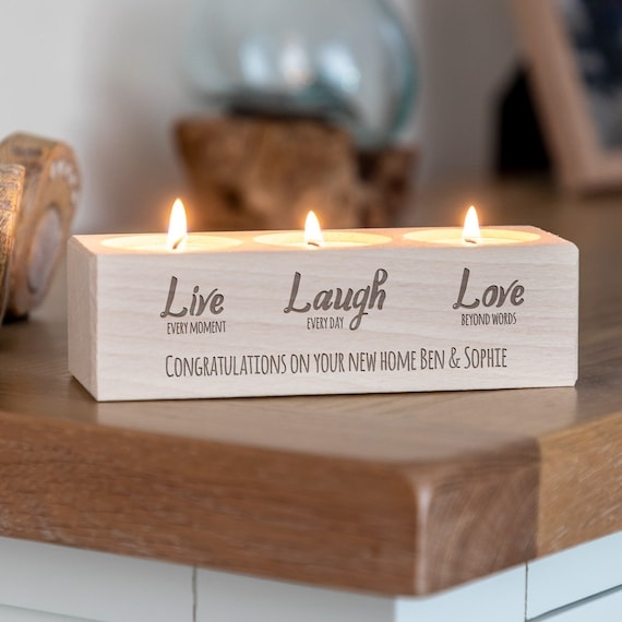 Tea Light Holder Minimalist Wooden Tea Light Block Trio Arrangement