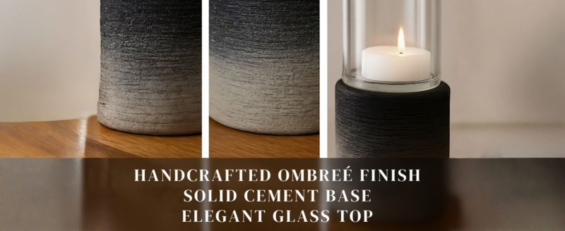 Tea Light Holder Set of 3 with Concrete Texture and Ombre Finish