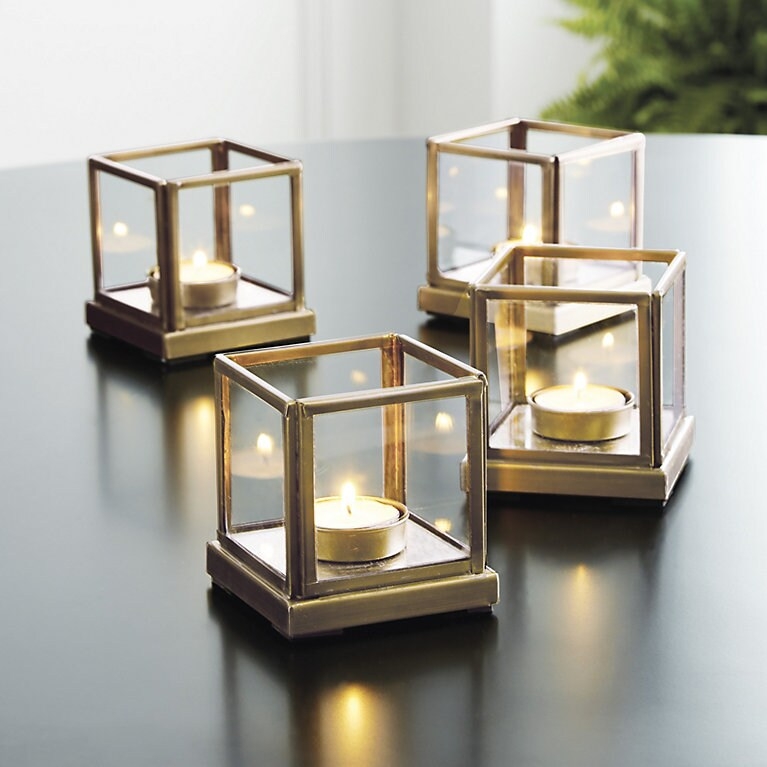 Tea Light Holders Scalloped Flared Rim Footed Glass Set