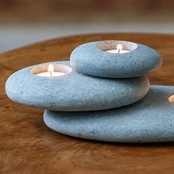 Tea Light Holders, Stacked Stone Aesthetic, Zen Garden Tabletop Decor