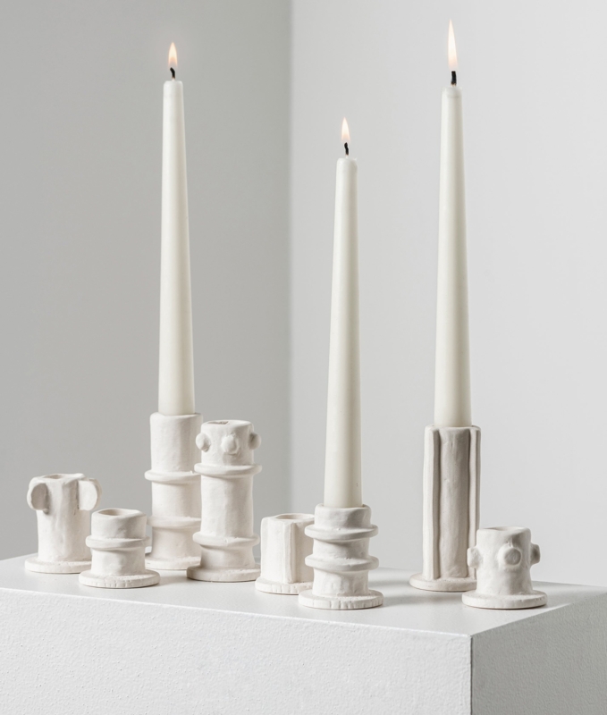 Tealight Candle Holder Set Matte Ceramic Wabi Sabi Wobble Design