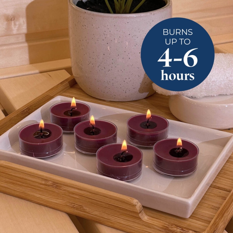 Tealight Candle Mulberry Purple Wax Clear Cup Modern Minimalist