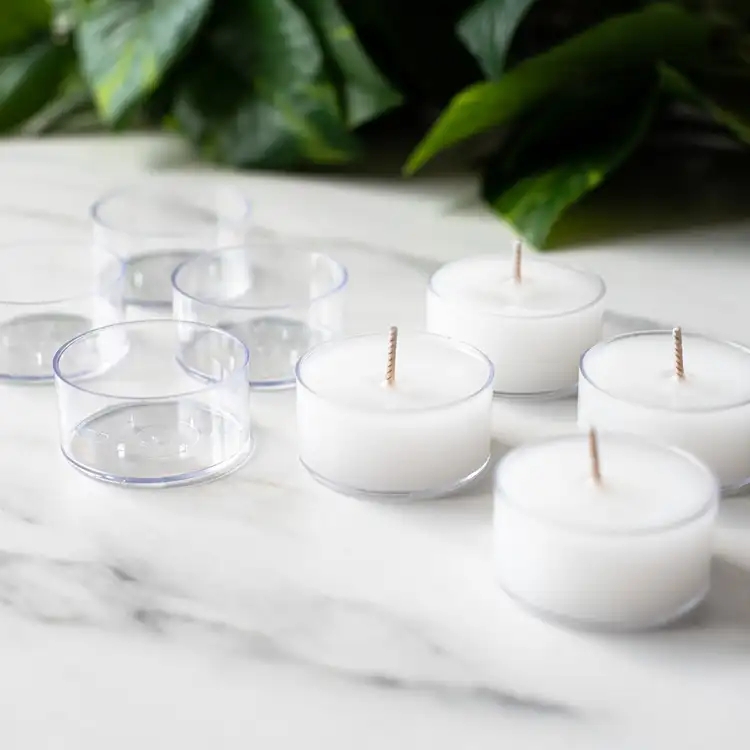 Tealight Cup Clear Glossy Plastic Low Profile Container for Candles