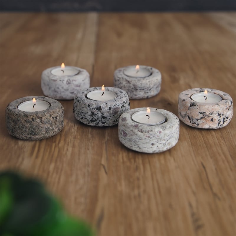 Tealight Holder Set, Organic Silhouette, Zen Stone Tea Light Holders