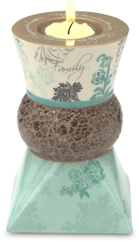 Tealight Holder Teal Blue Candle Accent with Distressed Finish