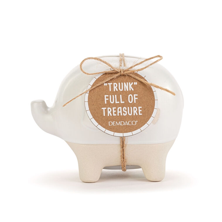 Textured Ceramic Elephant Bank Matte Ribbed Glaze Neutral Palette