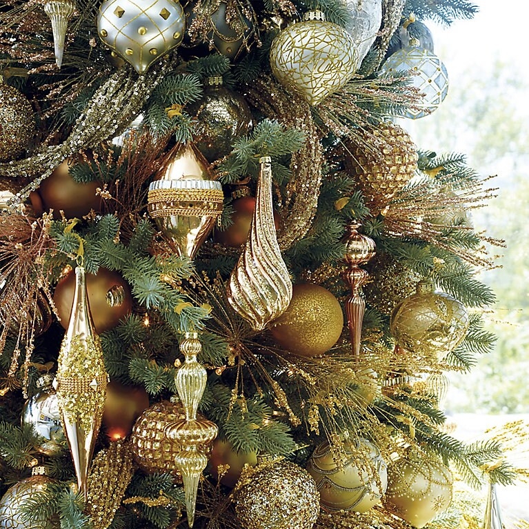 Textured Metallic Christmas Baubles Mixed Glitter and Matte Set