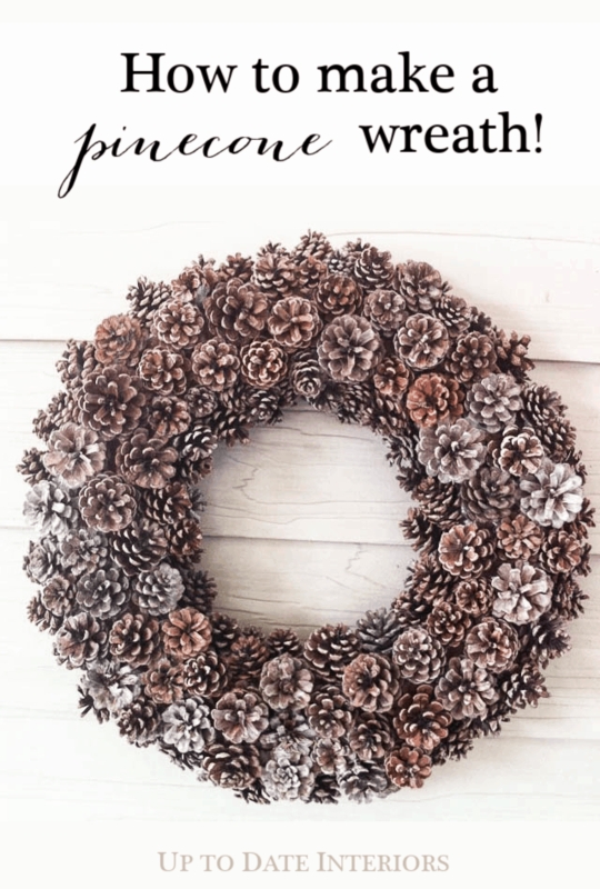 Textured Pinecone Wreath with Off-White Ribbon Natural Holiday Door Decor