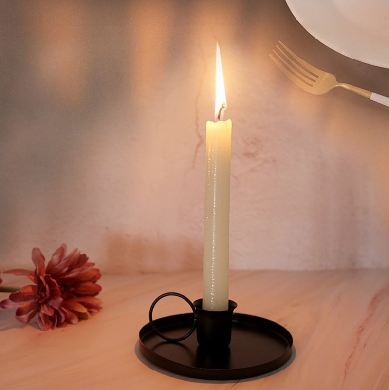 Three-Arm Taper Holder Matte Black Candelabra Rustic
