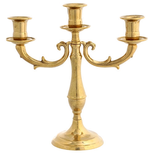 Three Branch Candelabra Polished Finish Traditional Flared