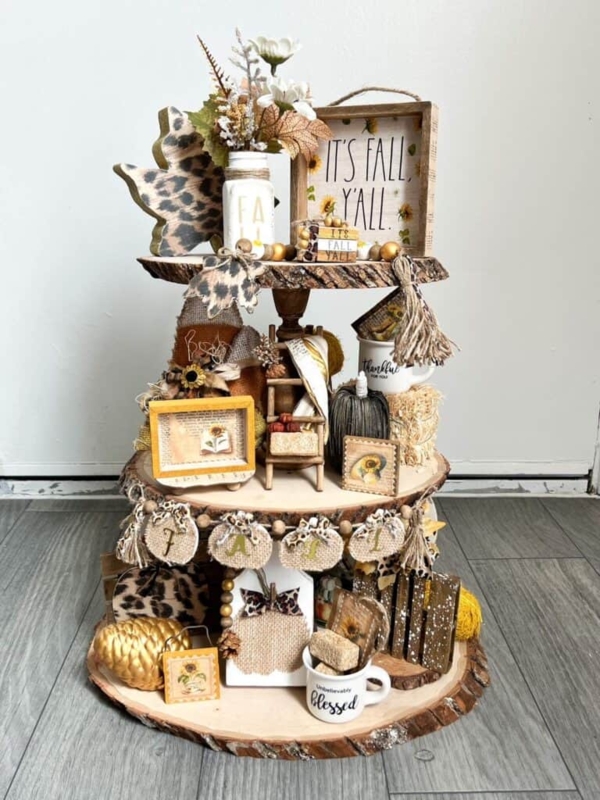Tiered Tray: Monochromatic Palette for Neutral Fall Decor