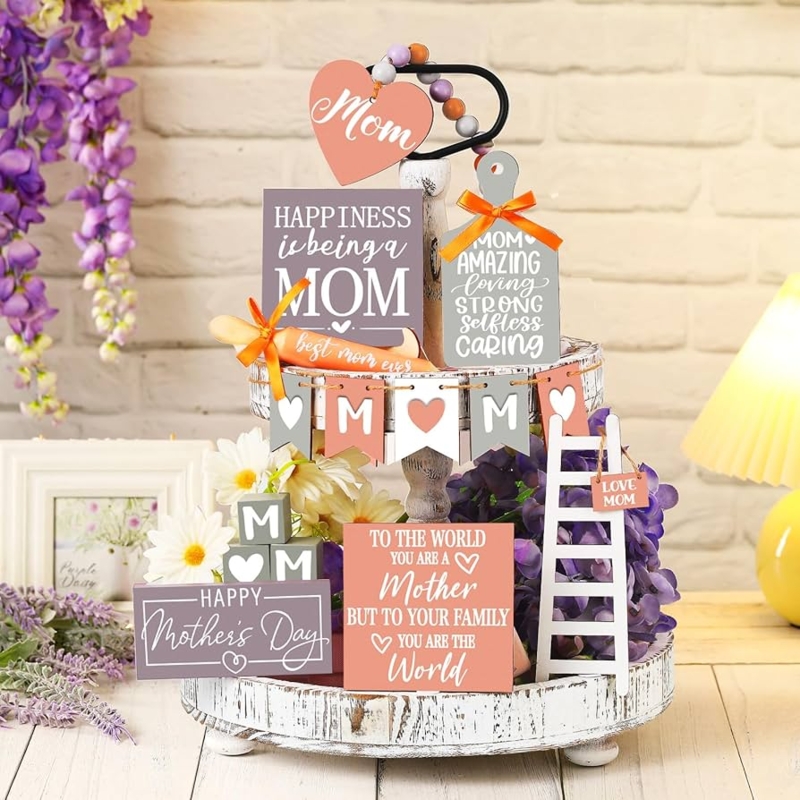 Tiered Tray Rustic Farmhouse Kitchen Styling Three Tiers Wood