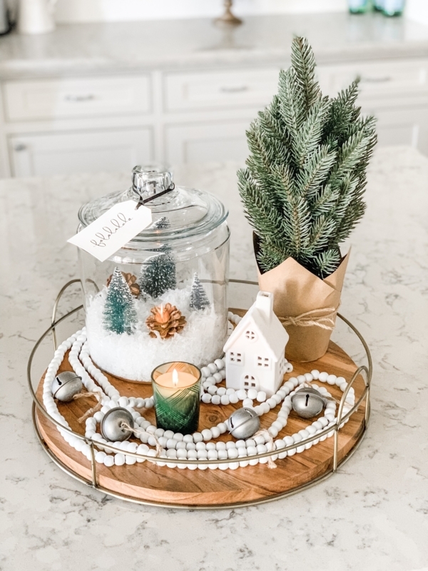 Tiered Tray: Wood and Metal Loop Handle for Christmas Kitchen Decor