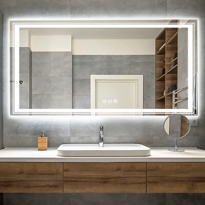 Touch Sensor Mirror LED Lighted Frameless Modern Minimalist Bathroom