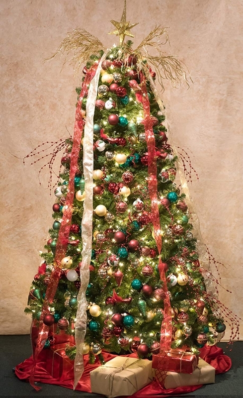 Traditional Red and Gold Glass Ornaments, Mixed Shape Finial Set