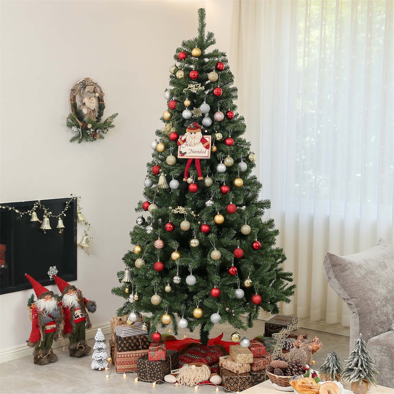 Traditional Seven Foot Evergreen Tree with Dense Green Needles