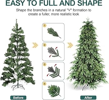 Traditional Six Foot Christmas Tree Pre-Lit Dense Branches (65 chars)