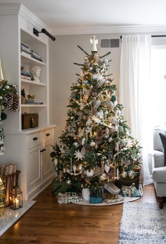 Traditional Woodland Christmas Tree with Berry Picks and Pinecones